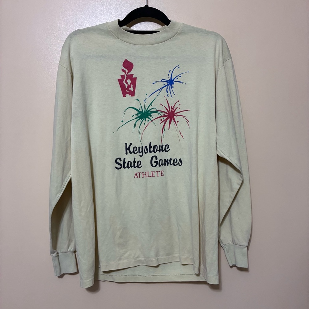 Vintage Keystone State Games Long Sleeve Tee Adult XL Yellow College Lane USA